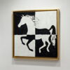 Running Horse Black & White 100% Hand Made Canvas Wall Painting For Home, Wall Decor & Gift For Housewarming 1 Running Horse Black & White Hand Made Canvas Wall Painting golden frame