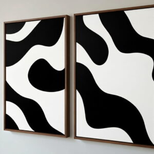 Set Of 2 Abstract Canvas Paintings 100% Handmade | Modern Art Canvas Wall Painting For Wall Decor & Gift For Housewarming 14 Set Of 2 Abstract Canvas Paintings Handmade in brown frame