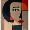 Hand Made Geometric Art Canvas Wall Painting Woman Face | Painting Gift For Housewarming & Wall Decor 1 hand made canvas painting Geometric art canvas stretched frame