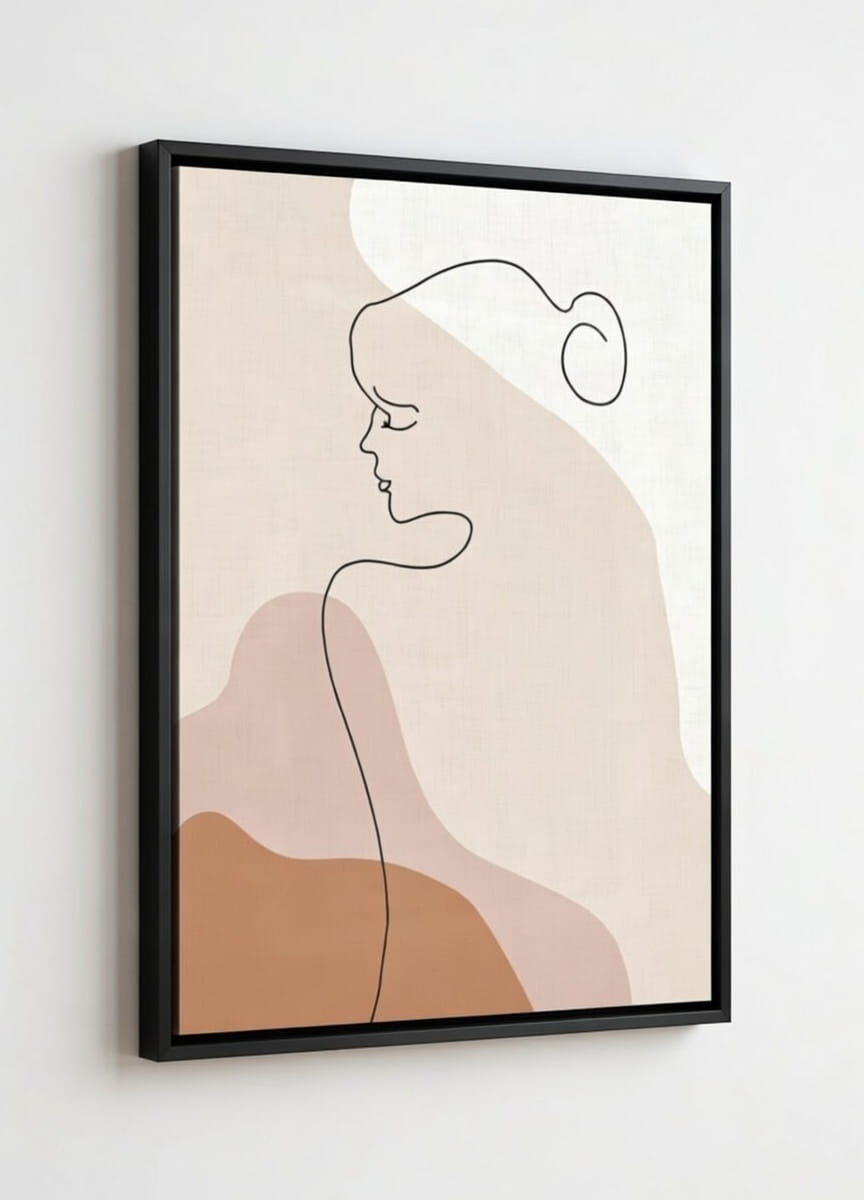 100% Handmade Line Art Canvas Painting Minimalist Abstract Modern Art Wall décor | Painting Gift For Housewarming 4 handmade canvas painting Minimalist Abstract Line Art Modern wall décor black frame