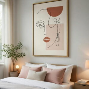 100% Handmade Abstract Woman Face Line Art Painting Modern Art Canvas Wall Painting For Gift
