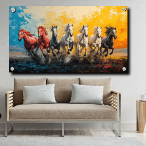 Seven Horses Painting Acrylic Photo Frame