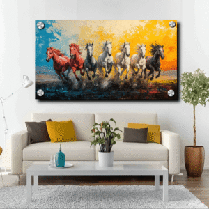 7 running horses painting acrylic photo frame wall art