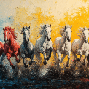 7 running horses painting acrylic photo frame wall decor
