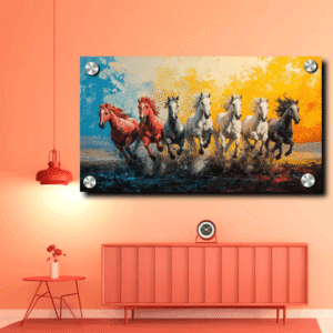 7 running horses painting acrylic photo frame wall decoration