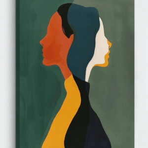 Abstract Dual Portrait Canvas Wall Painting 100% Handmade in canvas stretched frame