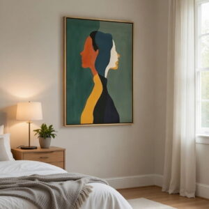 Abstract Dual Portrait Canvas Wall Painting For Living Room big size painting