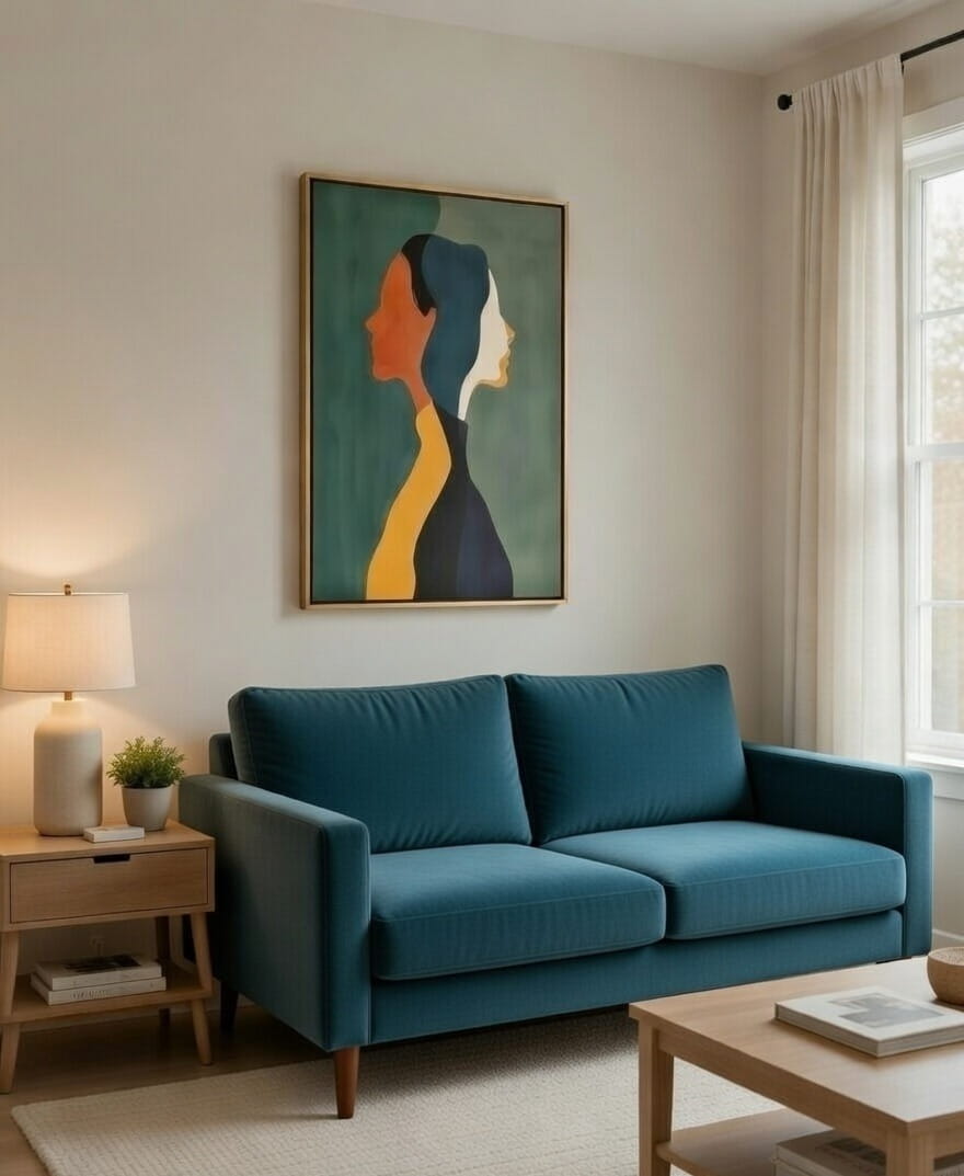 Abstract Dual Portrait Canvas Wall Painting 100% Handmade | Wall Decor & Best Gift For Griha Pravesh 9 Abstract Dual Portrait Canvas Wall Painting For Living Room