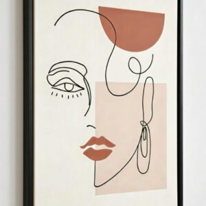 Handmade Abstract Woman Face Line Art Painting On Canvas | Modern Art Canvas Wall Painting For Gift 11 Abstract Woman Face Line Art Painting On Canvas in black frame