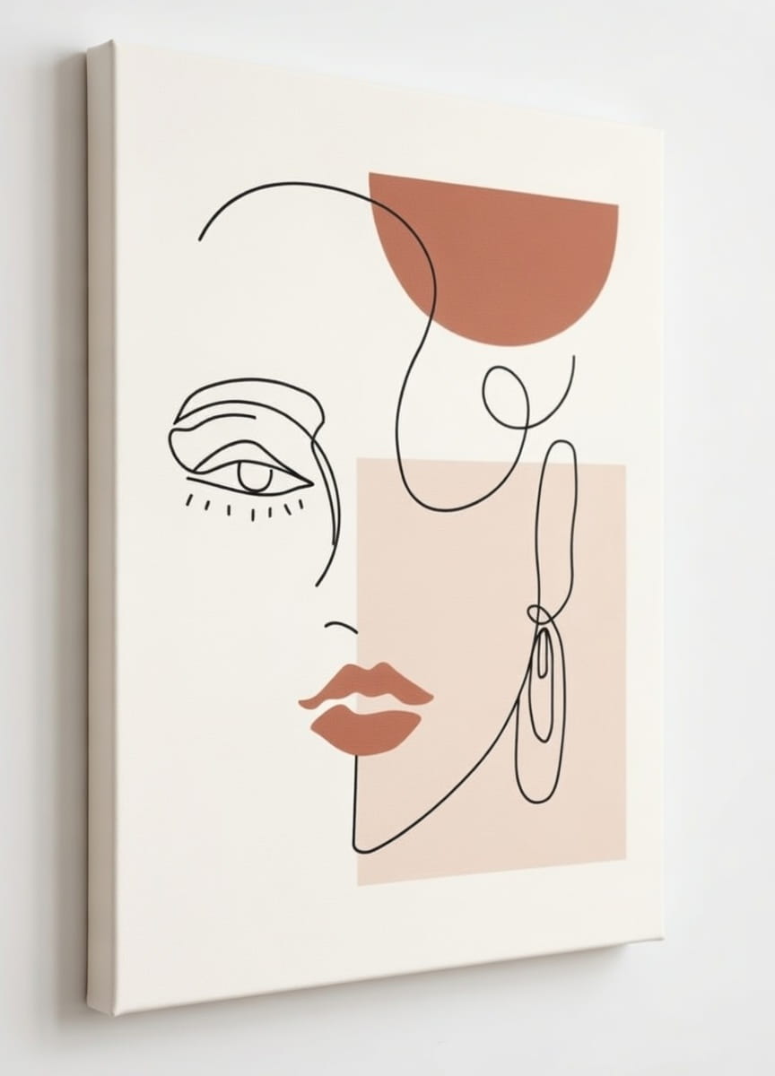 Handmade Abstract Woman Face Line Art Painting On Canvas | Modern Art Canvas Wall Painting For Gift 7 Abstract Woman Face Line Art Painting On Canvas in stretched canvas