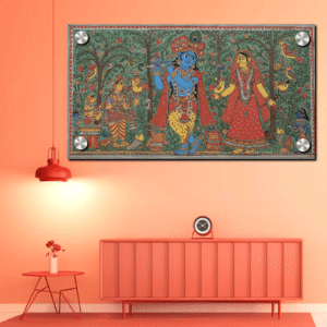 Acrylic Photo Frame Radha krishna In Traditional Madhubani Or Pattachitra Style Acrylic Wall Art