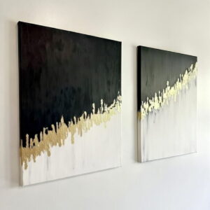 Black And White Abstract Wall Art Set Of 2 Handmade Canvas Painting | Modern Abstract Wall Art 14 Black And White Abstract Wall Art Set Of 2 Handmade Canvas Painting in stretched canvas frame