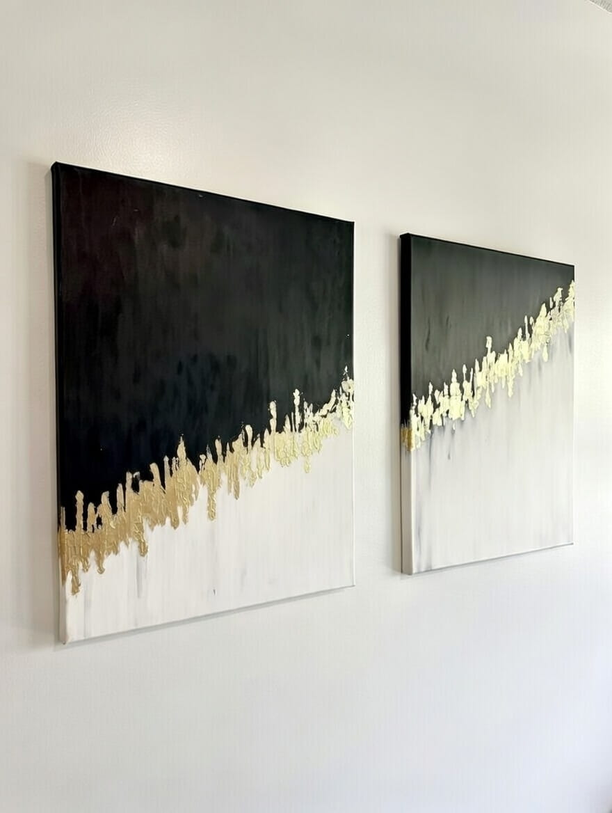 Black And White Abstract Wall Art Set Of 2 Handmade Canvas Painting | Modern Abstract Wall Art 6 Black And White Abstract Wall Art Set Of 2 Handmade Canvas Painting in stretched canvas frame