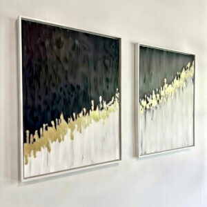 Black And White Abstract Wall Art Set Of 2 Handmade Canvas Painting | Modern Abstract Wall Art 15 Black And White Abstract Wall Art Set Of 2 Handmade Canvas Painting in white floater frame
