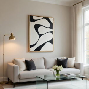 Modern Abstract Minimalist Painting Black And White On Canvas | Abstract Painting For Living Room 16 Buy Modern Abstract Minimalist Painting Black And White