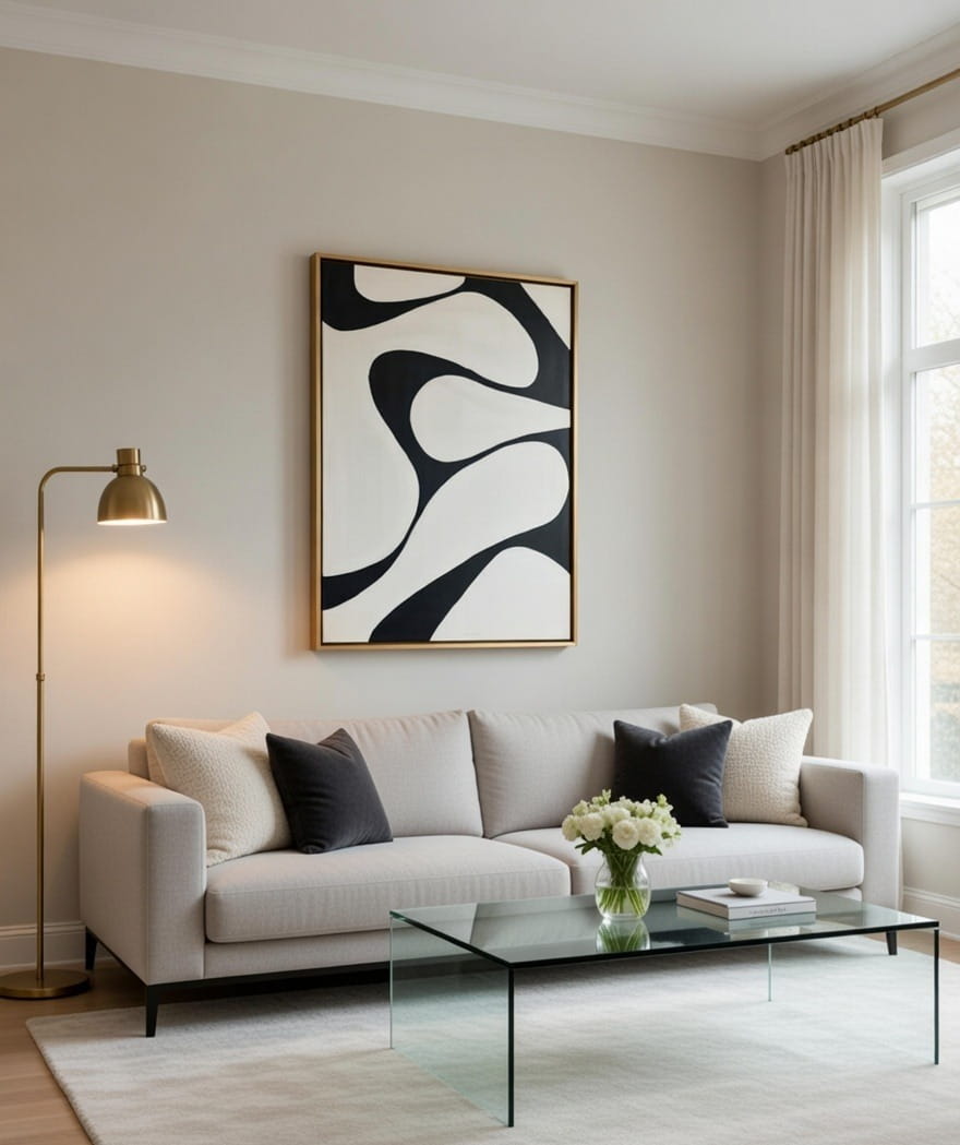 Modern Abstract Minimalist Painting Black And White On Canvas | Abstract Painting For Living Room 6 Buy Modern Abstract Minimalist Painting Black And White
