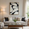 Modern Abstract Minimalist Painting Black And White On Canvas | Abstract Painting For Living Room 2 Buy Modern Abstract Minimalist Painting Black And White