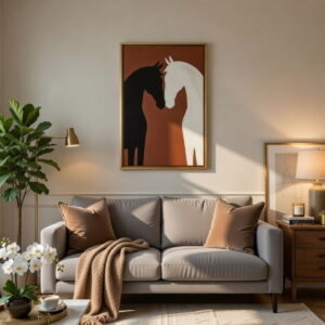 Buy Two Horse Canvas Painting Black And White Horse Painting On Canvas