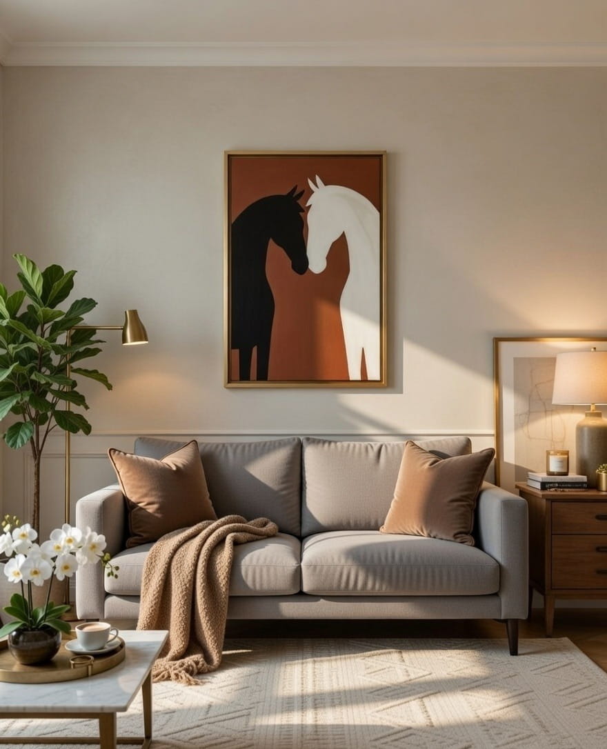 Buy Two Horse Canvas Painting 100% Handmade | Black And White Horse Painting On Canvas 3 Buy Two Horse Canvas Painting Black And White Horse Painting On Canvas