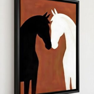 Buy Two Horse Canvas Painting in black frame