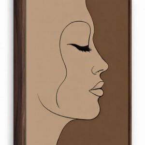 Hand Made Elegant Modern Abstract Woman Face Canvas Painting | Girl Face Canvas Painting For Gifting 16 Hand Made Abstract Woman Face on Canvas Painting in brown frame