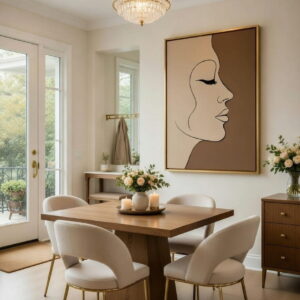 Hand Made Elegant Modern Abstract Woman Face Canvas Painting