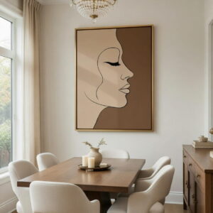 Hand Made Elegant Modern Abstract Woman Face Large Canvas Painting