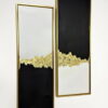 Handmade Canvas Paintings Set of 2 Elegant Black, White & Gold Modern Abstract Wall Art in golden frame