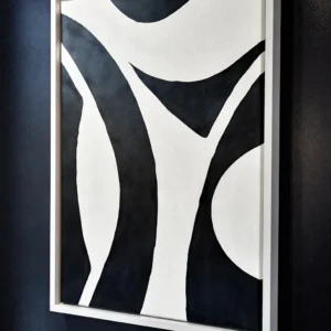 Handmade Modern Abstract Painting Black And White On Canvas