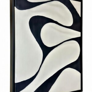 Handmade Modern Abstract Painting Black And White On Canvas in black frame
