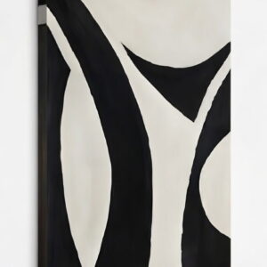 Handmade Modern Abstract Painting Black And White On Canvas in stretched canvas frame