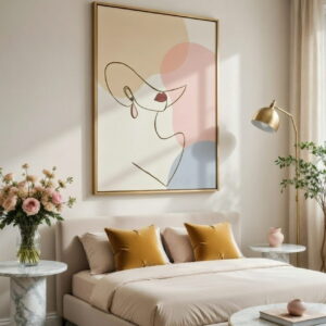 100% Handmade Minimalist Line Art Canvas Painting | Modern Art Canvas Wall Painting For Gift 19 Line Art Canvas Painting Hand Painted Wall Art Big Size Canvas Painting