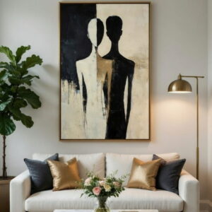 Modern Abstract Canvas Painting Dual-Shadow Man and Woman hand painted wall art