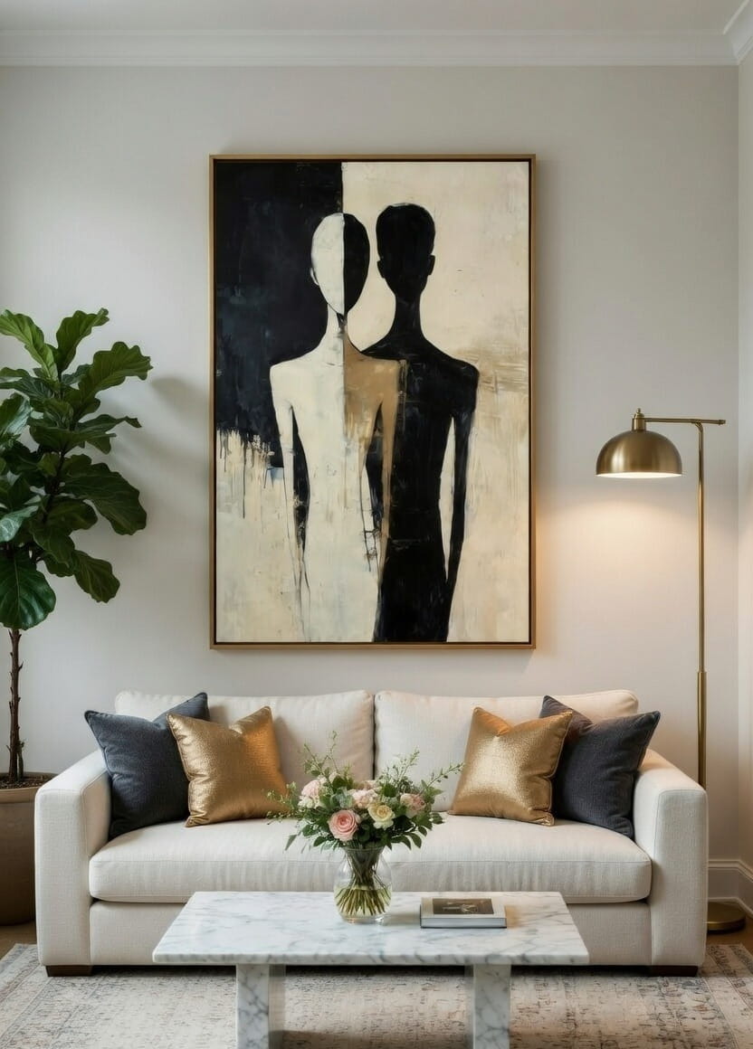 Modern Abstract Canvas Painting Dual-Shadow Man and Woman | Hand Made Canvas Painting For Gifting 3 Modern Abstract Canvas Painting Dual-Shadow Man and Woman hand painted wall art