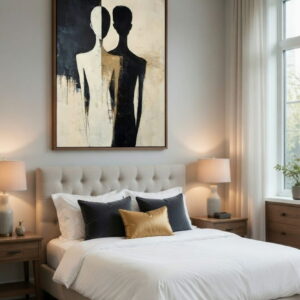 Modern Abstract Canvas Painting Dual-Shadow Man and Woman | Hand Made Canvas Painting For Gifting 18 Modern Abstract Canvas Painting Dual-Shadow Man and Woman large canvas painting for living room