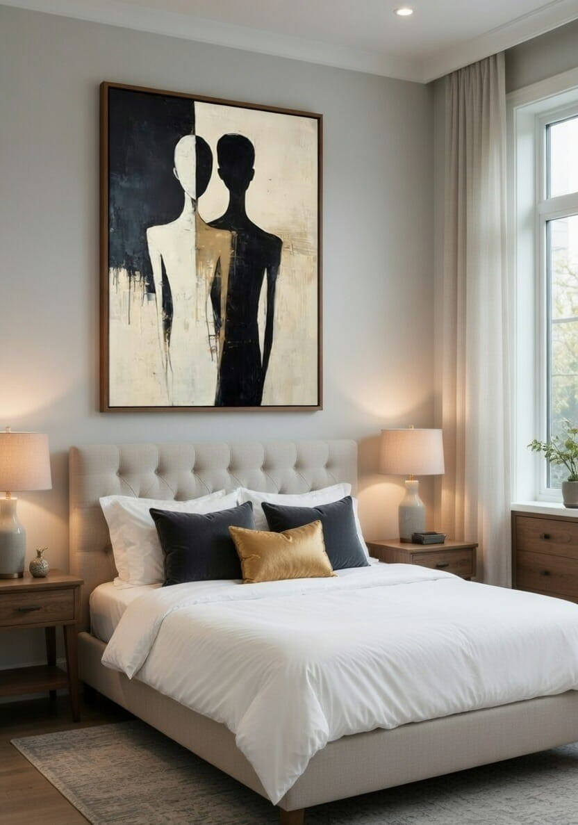 Modern Abstract Canvas Painting Dual-Shadow Man and Woman | Hand Made Canvas Painting For Gifting 8 Modern Abstract Canvas Painting Dual-Shadow Man and Woman large canvas painting for living room