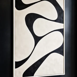 Modern Abstract Minimalist Painting Black And White On Canvas