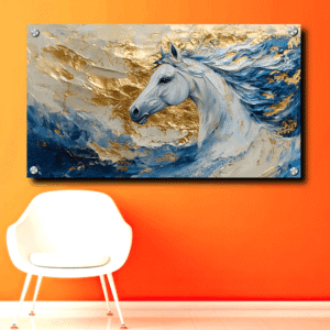 Single Horse Painting Acrylic Photo Frame White Horse Decoration Ideas Living Room Horse Home Decor