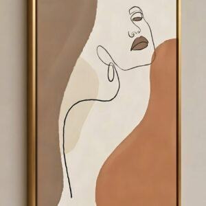 Handmade Abstract Line Art Canvas Painting Modern Minimalist Wall Art | Painting For Wall Decor For Living Room 17 girl face Handmade Abstract Line Art Canvas wall Painting Modern Minimalist Wall Art in golden frame