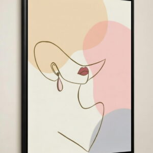 handmade canvas painting Minimalist Line Art in black frame