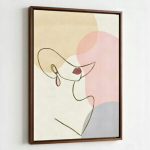 handmade canvas painting Minimalist Line Art in brown frame