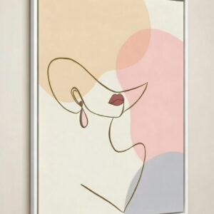 handmade canvas painting Minimalist Line Art in white frame