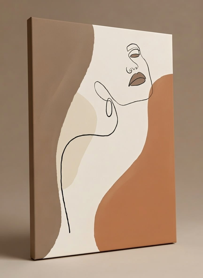 Handmade Abstract Line Art Canvas Painting Modern Minimalist Wall Art | Painting For Wall Decor For Living Room 5 lady face Handmade Abstract Line Art Canvas wall Painting Modern Minimalist Wall Art in stretched canvas