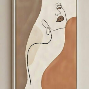 Handmade Abstract Line Art Canvas Painting Modern Minimalist Wall Art | Painting For Wall Decor For Living Room 12 lady face Handmade Abstract Line Art Canvas wall Painting Modern Minimalist Wall Art in white frame