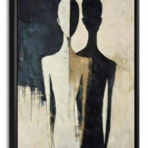 Modern Abstract Canvas Painting Dual-Shadow Man and Woman | Canvas Painting For Gifting 11 man and women Modern Abstract Canvas Painting Dual-Shadow in Black frame