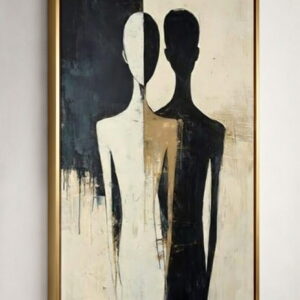 Modern Abstract Canvas Painting Dual-Shadow Man and Woman | Canvas Painting For Gifting 13 man and women Modern Abstract Canvas Painting Dual-Shadow in golden frame