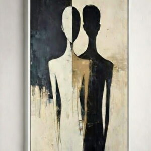 Modern Abstract Canvas Painting Dual-Shadow Man and Woman | Canvas Painting For Gifting 15 man and women Modern Abstract Canvas Painting Dual-Shadow in white frame