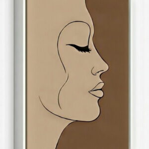 Hand Made Elegant Modern Abstract Woman Face Canvas Painting | Girl Face Canvas Painting For Gifting 14 on canvas woman face painting in white frame