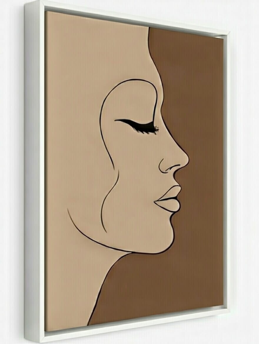 Hand Made Elegant Modern Abstract Woman Face Canvas Painting | Girl Face Canvas Painting For Gifting 6 on canvas woman face painting in white frame