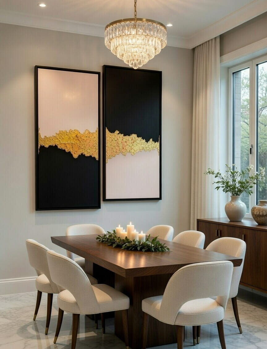 Handmade Canvas Paintings Set of 2 Elegant Black, White & Gold Modern Abstract Hand Painted Wall Art | Wall Decor & Gift For Housewarming 3 set of 2 abstract canvas paintings handmade